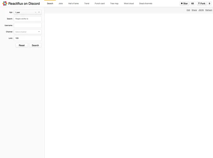 screenshot of Reactiflux Dashboard
