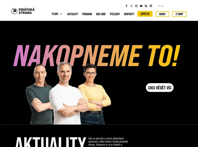 screenshot of Pirati.cz