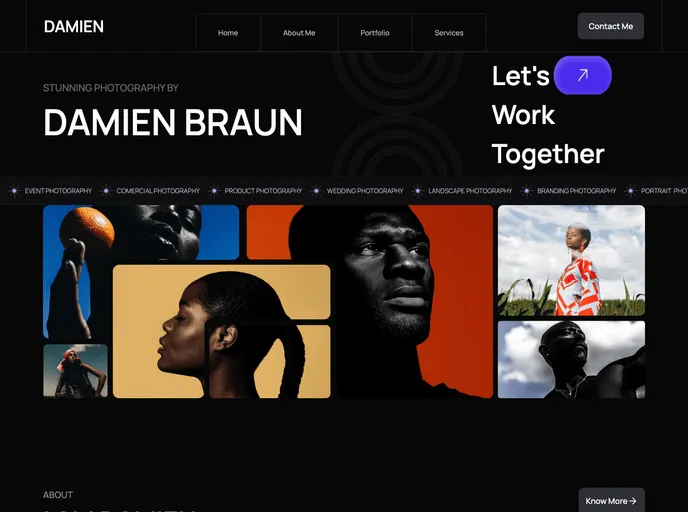 screenshot of Photography Portfolio Website