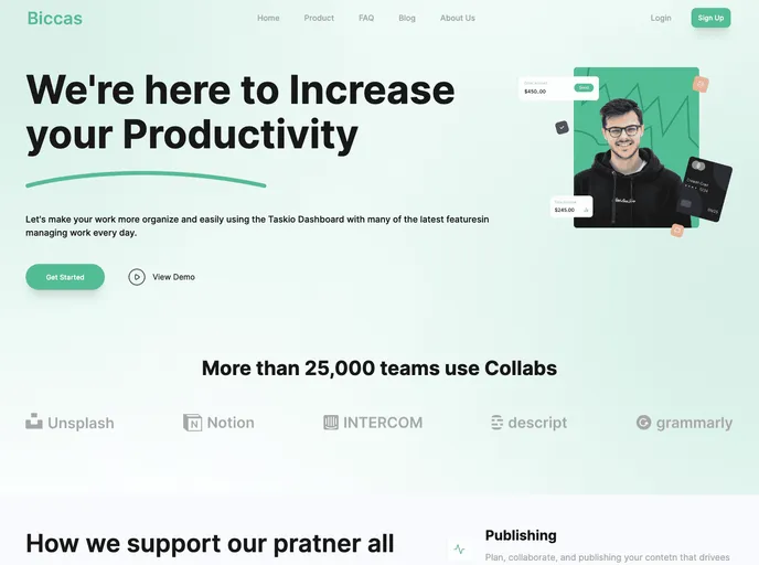 screenshot of Saas Landing Page With Zod Prisma PostgreSQL