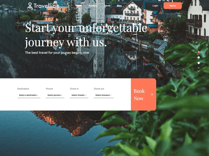 screenshot of Travellian Agency Landing Page