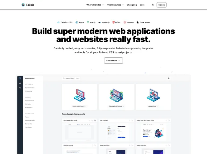 screenshot of Tailkit Starter Kit Angular