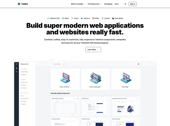 screenshot of Tailkit Starter Kit Html Vite
