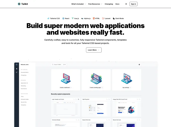screenshot of Tailkit Starter Kit Nuxt