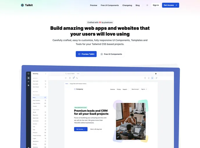 screenshot of Tailkit Starter Kit Svelte