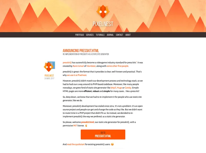 screenshot of Presskit.html