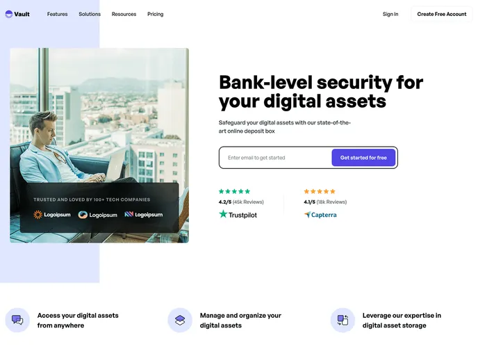screenshot of Vault Html Tailwind