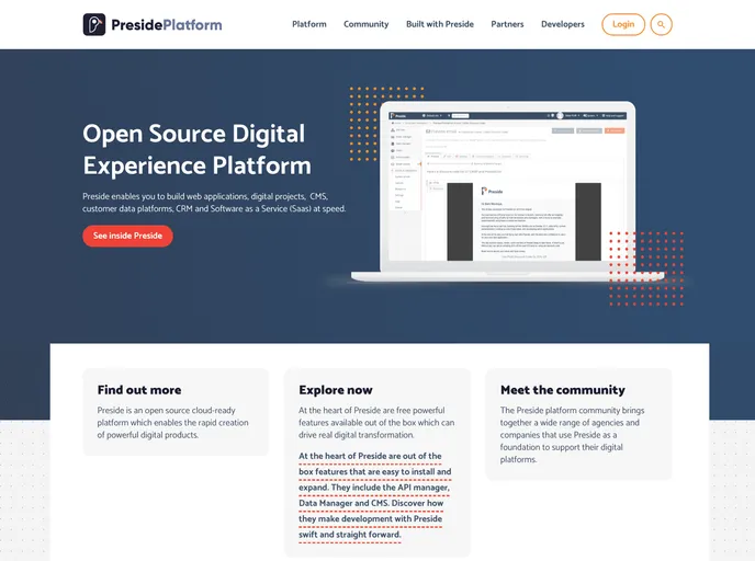 screenshot of Preside CMS