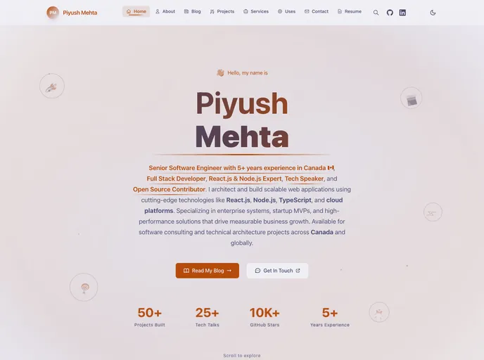 screenshot of PiyushMehta.com
