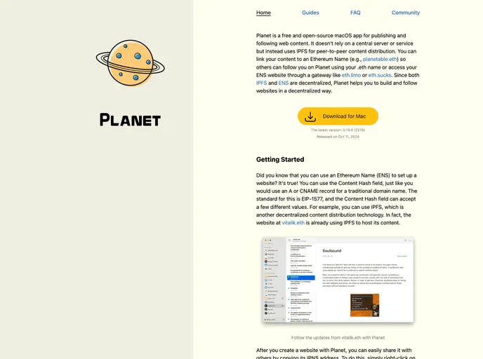 screenshot of Planet