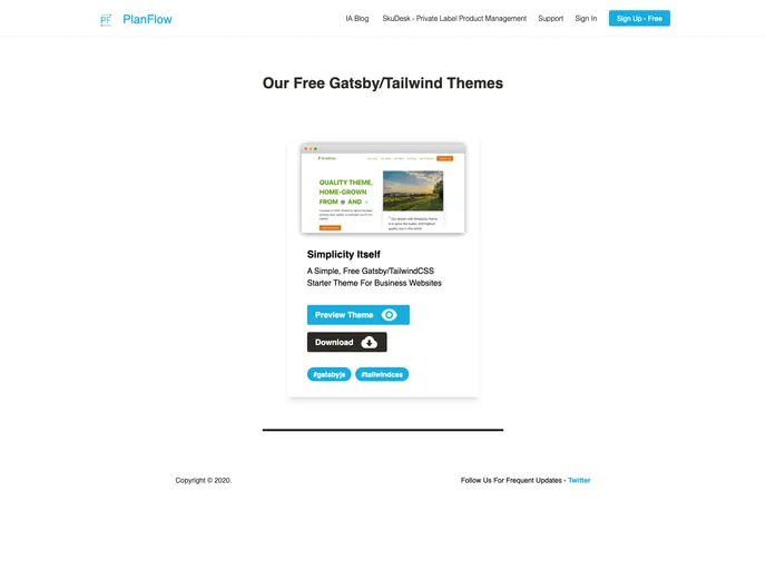 screenshot of Simplicity Itself Gatsby Tailwind Starter Theme