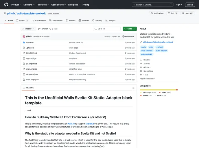 screenshot of Wails Template Sveltekit