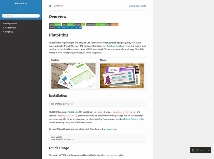 screenshot of Plutoprint