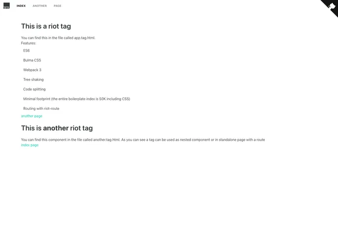 screenshot of Riotjs Webpack