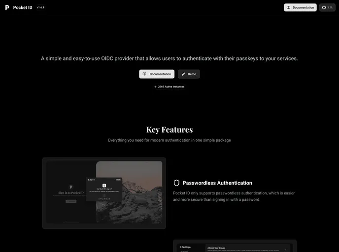 screenshot of Pocket Id Portal
