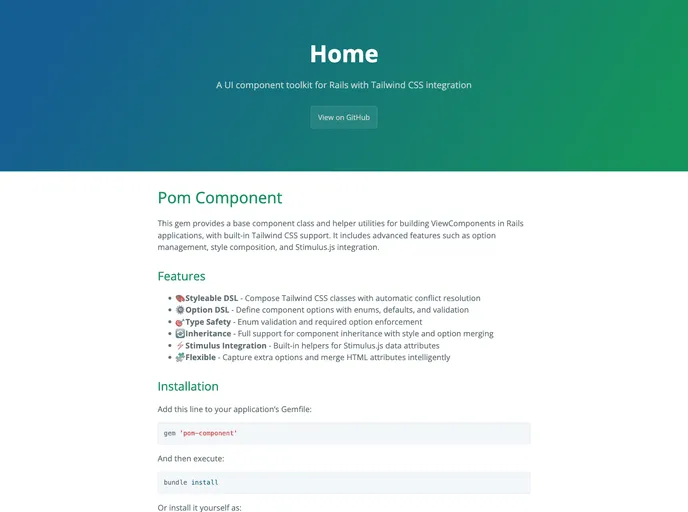 screenshot of Pom Component