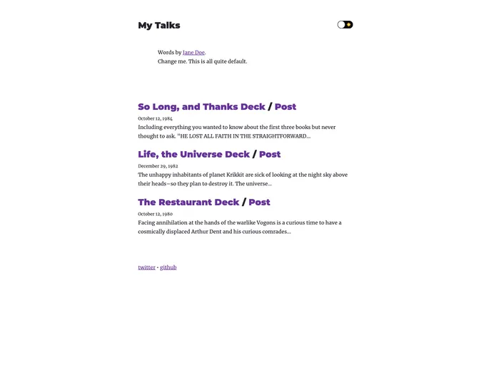 screenshot of Gatsby Theme Deck N Blog
