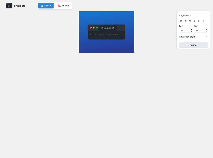 screenshot of Snippets