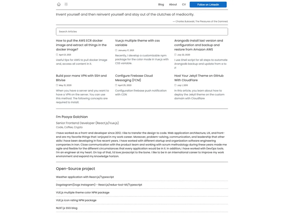 screenshot of Pooyagolchian.github.io