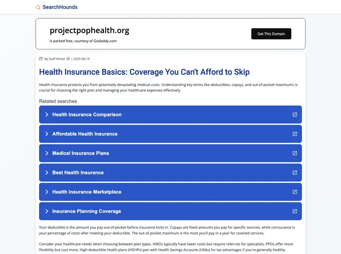 screenshot of PopHealth