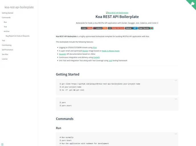 screenshot of Koa Rest Api Boilerplate