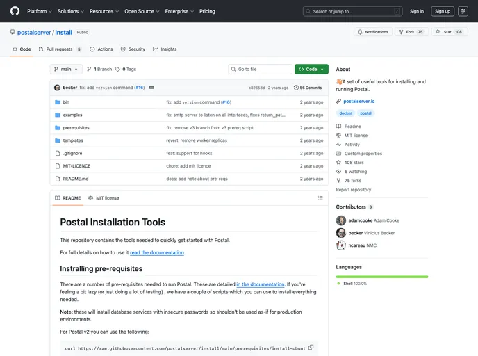 screenshot of Postal