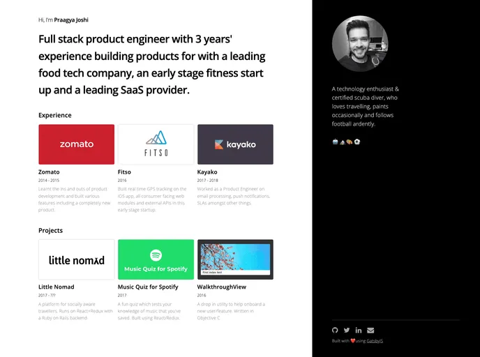 screenshot of Gatsby Starter 2column Portfolio