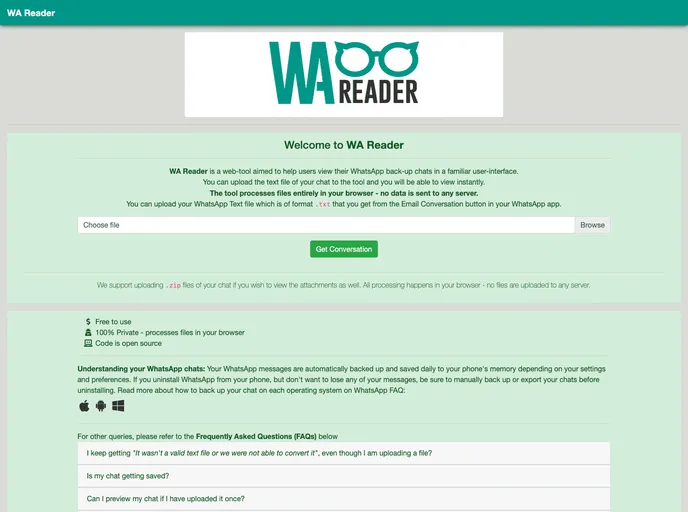 screenshot of WA Reader