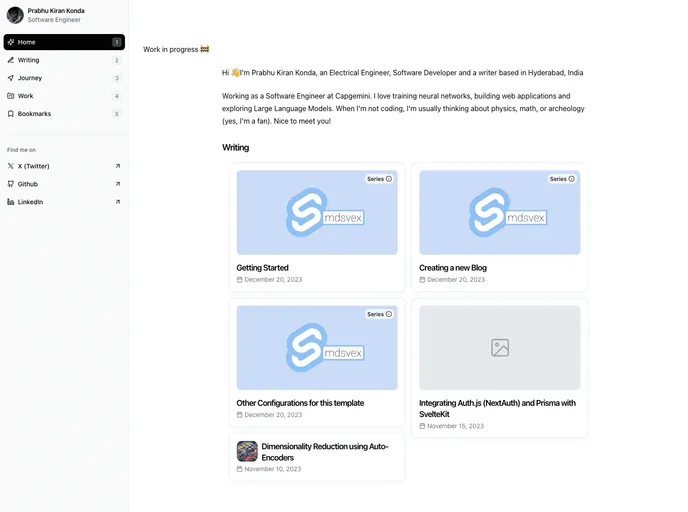 screenshot of Prabhukirankonda Portfolio