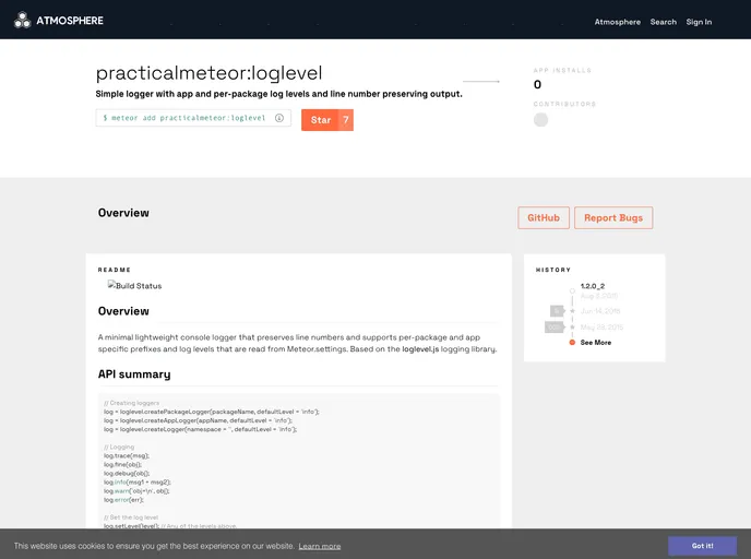 screenshot of Meteor Loglevel