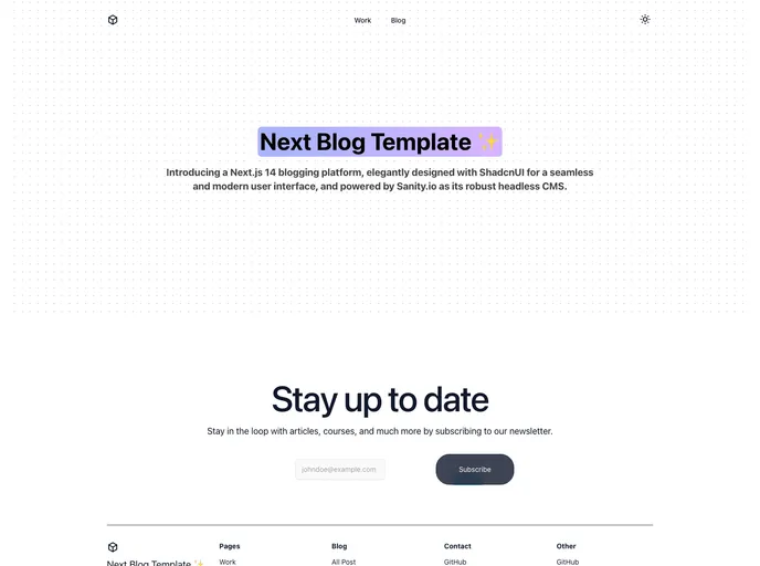 Next Shadcn Sanity Blog screenshot
