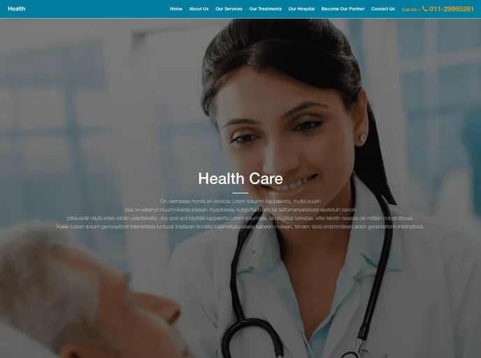 screenshot of Healthcare Website