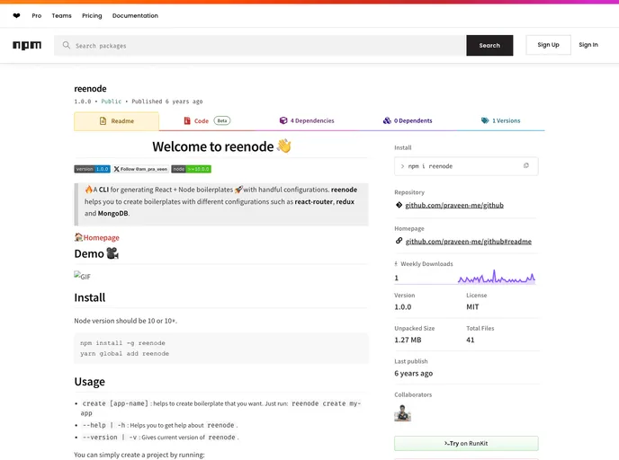 screenshot of Reenode