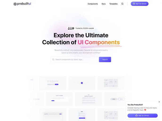screenshot of Prebuiltui