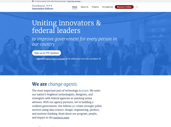 screenshot of Pif Website