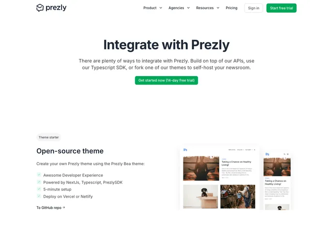 screenshot of Theme Nextjs Starter