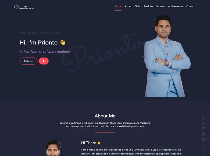 screenshot of PriontoAbdullah.github.io