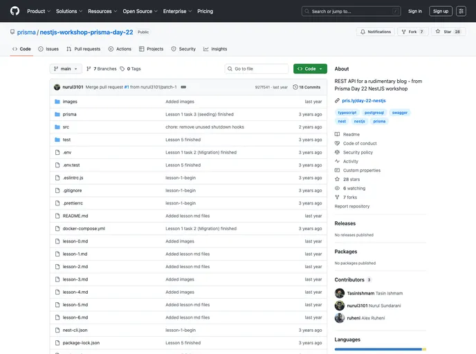 screenshot of Nestjs Workshop Prisma Day 22