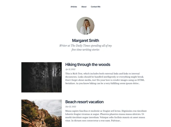 screenshot of Gatsby Starter Prismic Blog