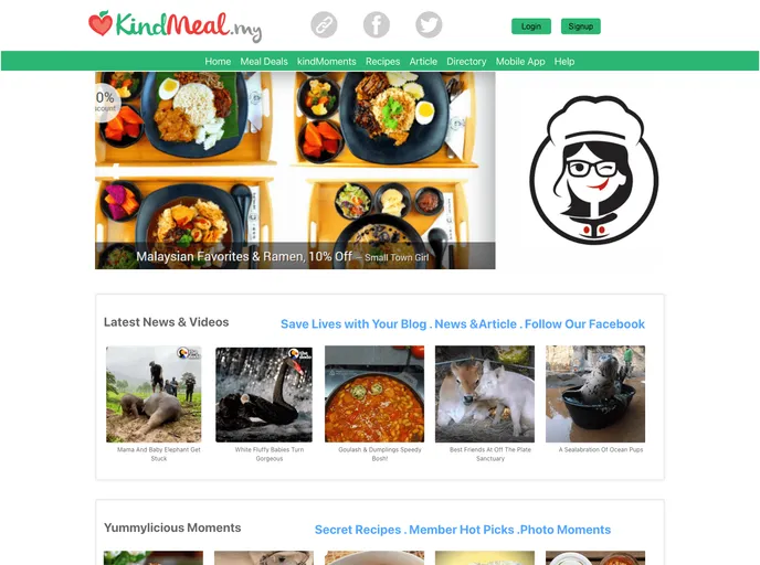 screenshot of Kindmeal_clone_website