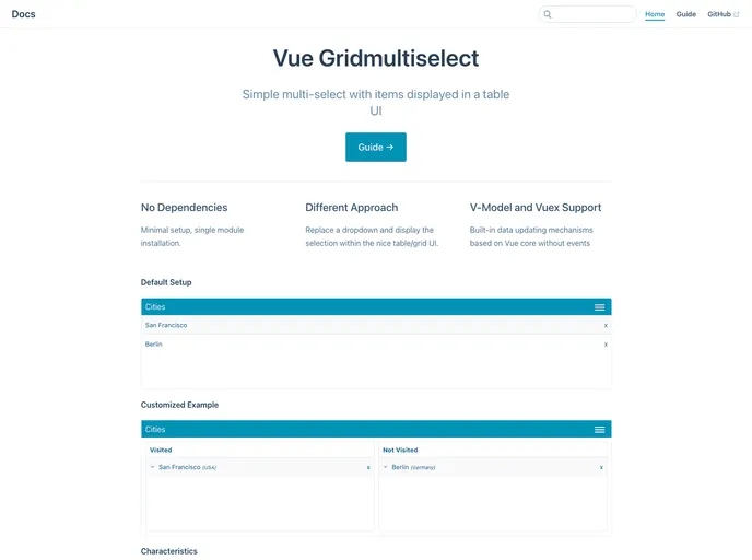 screenshot of Vue Gridmultiselect