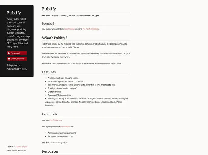 screenshot of Publify