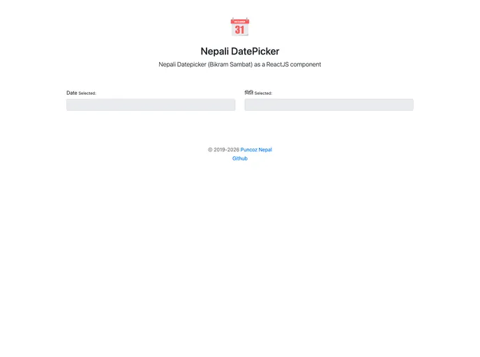 Nepali Datepicker Reactjs screenshot