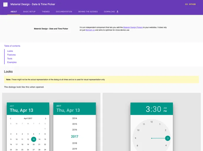 screenshot of Md Date Time Picker