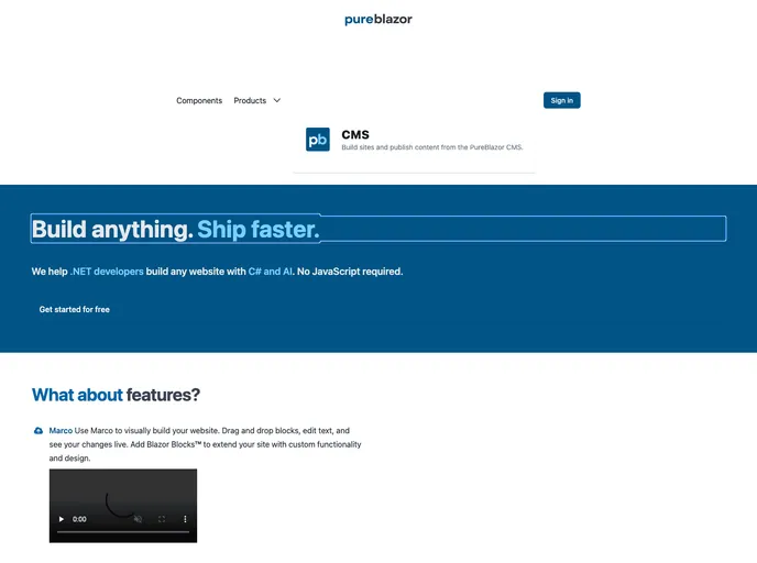 screenshot of Components
