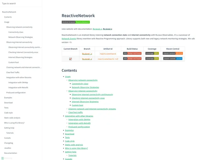 screenshot of ReactiveNetwork