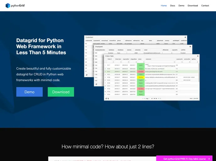 screenshot of Pythongrid