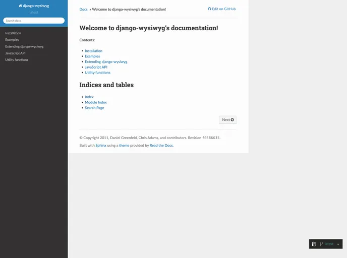 screenshot of Django Wysiwyg