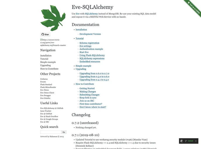 screenshot of Eve Sqlalchemy