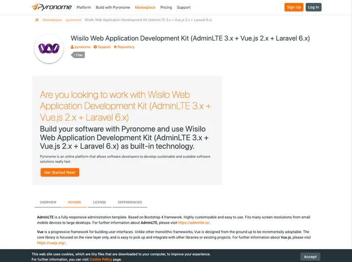 screenshot of Pattern Adminlte 3x Vuejs 2x Laravel 6x